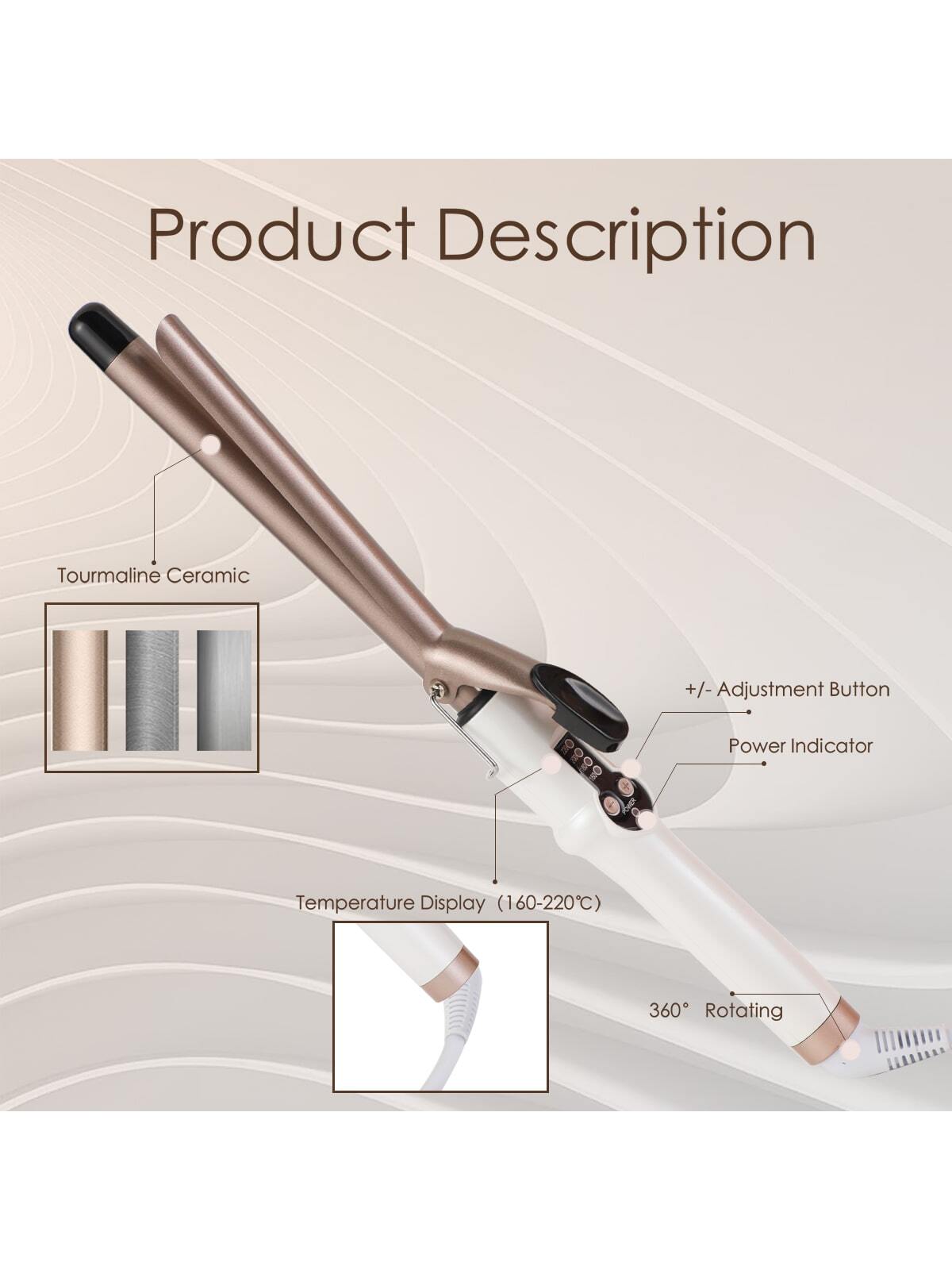 Single Tube 19mm White Curling Iron