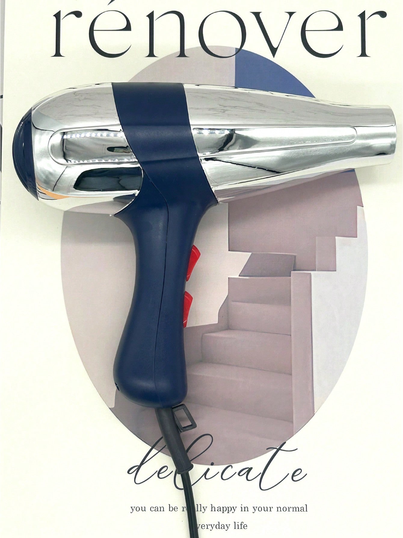 1pc Household Hair Dryer For Salon Use With High Power, Low Noise And Hot & Cold Wind, Electroplated Bright Silver