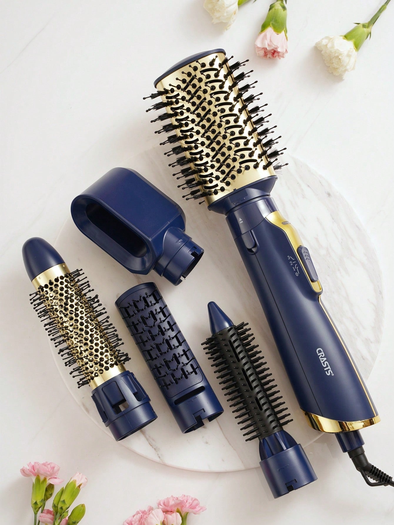 5 In 1 Multifunctional High Power Large Size Hair Brush & Curler, Dual Use For Drying Hair, Replaceable Hot & Cold Air, Popular Blue Md-11, Suitable For Salon And Family Use