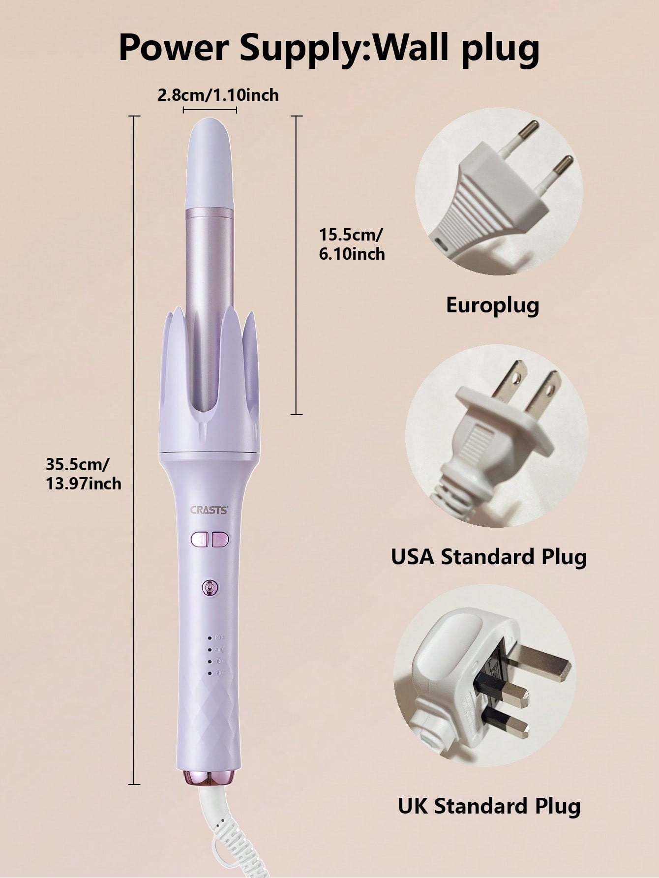 1pc Automatic Curling Iron, 25-28mm Big Wavy, Quick Heating And Automatic Shaping, Violet Hc-013, For Household Use