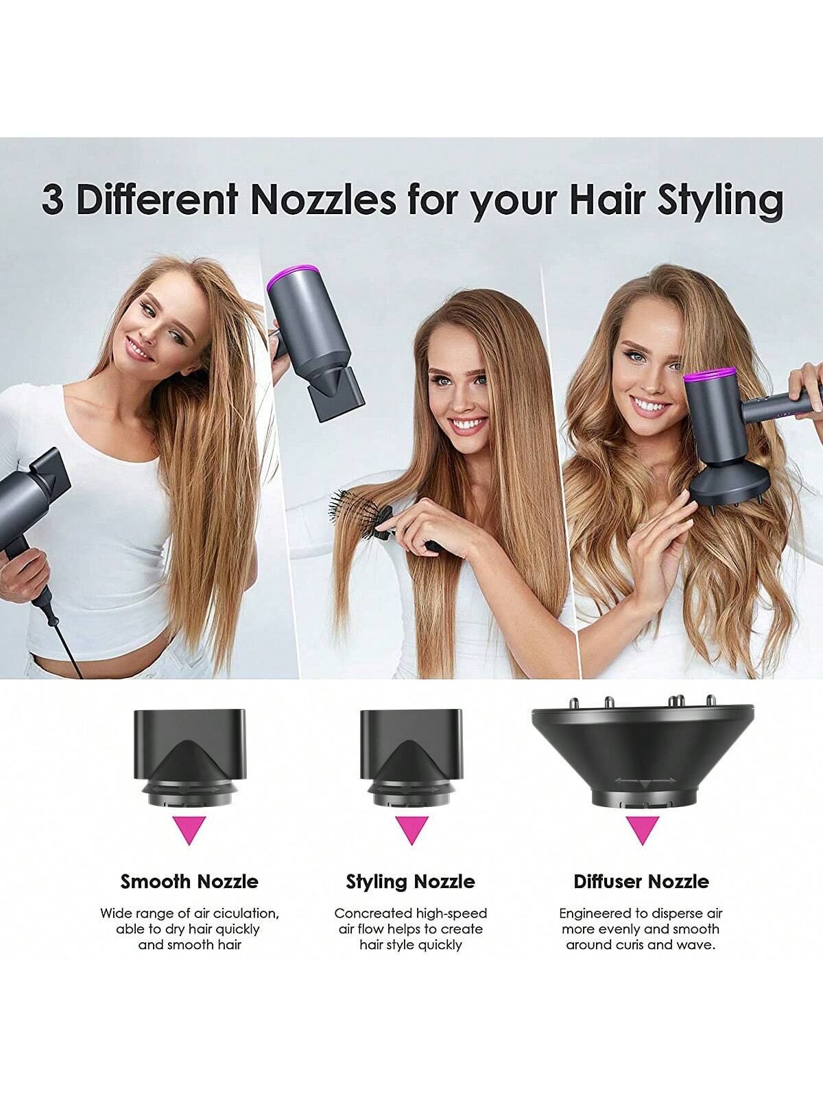 1pc Plug-in 1800w Professional Hair Dryer With Diffuser & Ionic Conditioning - Powerful & Quick Drying, Ac Motor Heat & Cold Air Thermostat-protected Hair