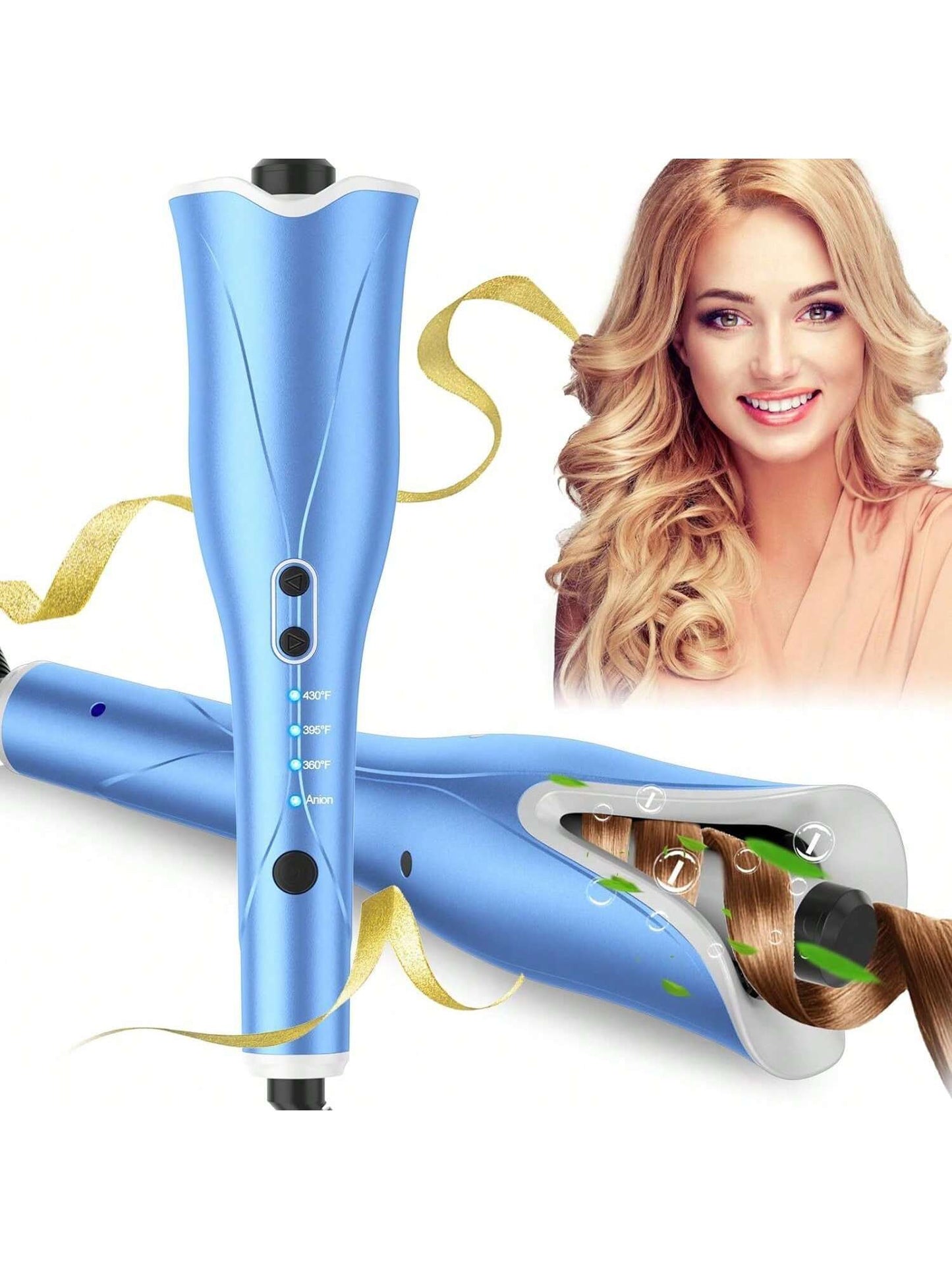 Auto Hair Curler, Automatic Curling Iron Wand with 1" Large Rotating Barrel & 4 Temps & 3 Timer Settings, Curling Iron with Dual Voltage, Auto Shut-Off, Fast Heating Spin Iron for Hair Styling