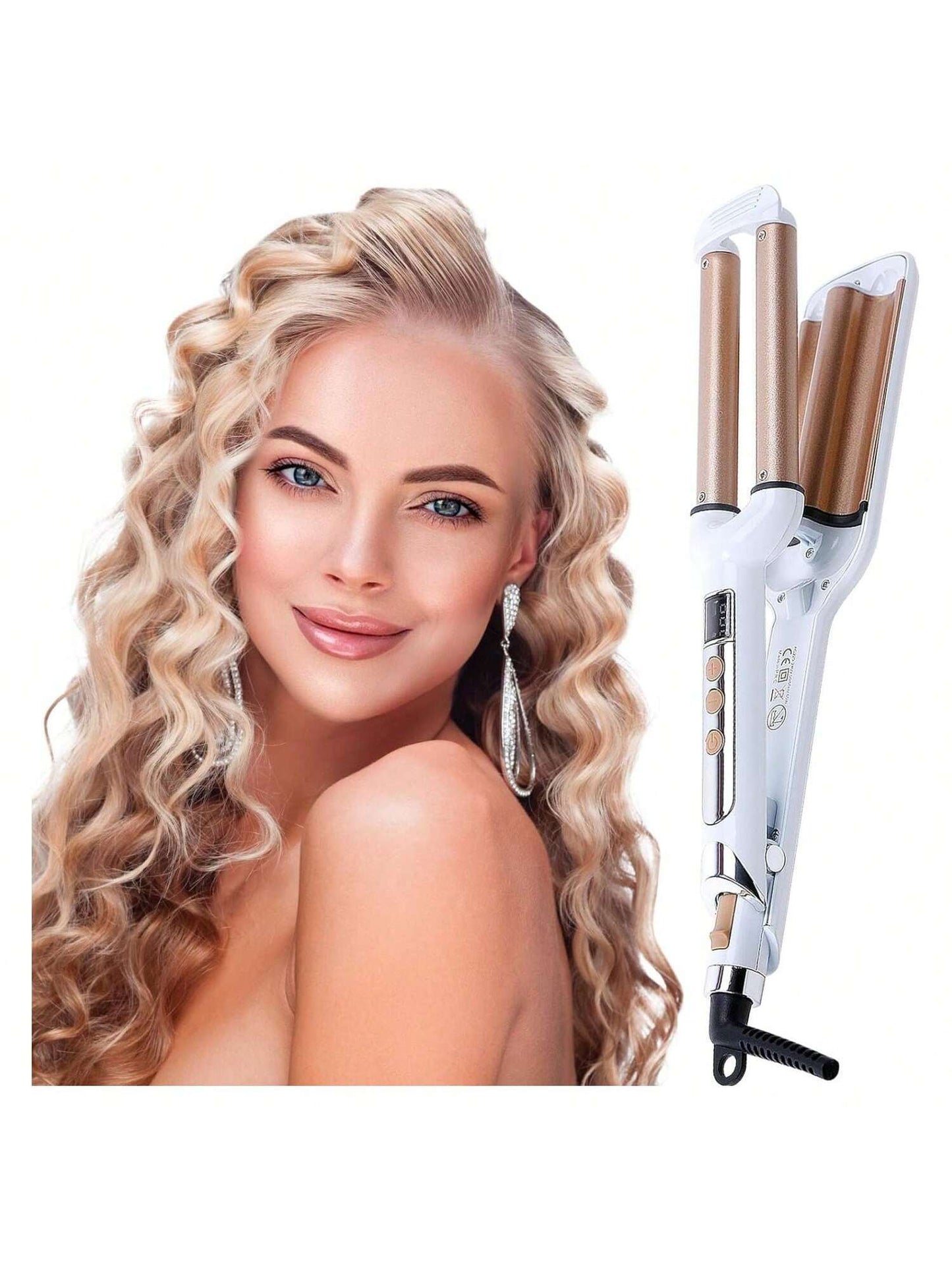 3 Barrel Iron Hair Waver Ceramic Hair Crimper 0.6 Inch Hair Curling Iron