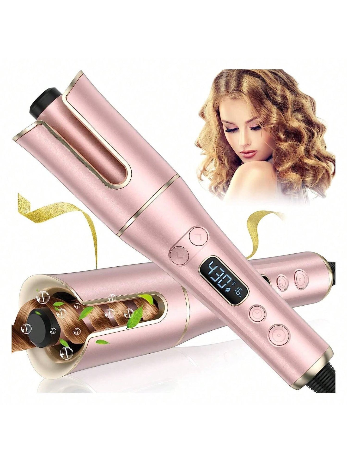 Auto Hair Curler, Automatic Curling Iron Wand With 4 Temperatures & 3 Timers & LCD Display, Curling Iron With 1" Large Rotating Barrel, Dual Voltage Auto Shut-Off Spin Iron For Hair Styling
