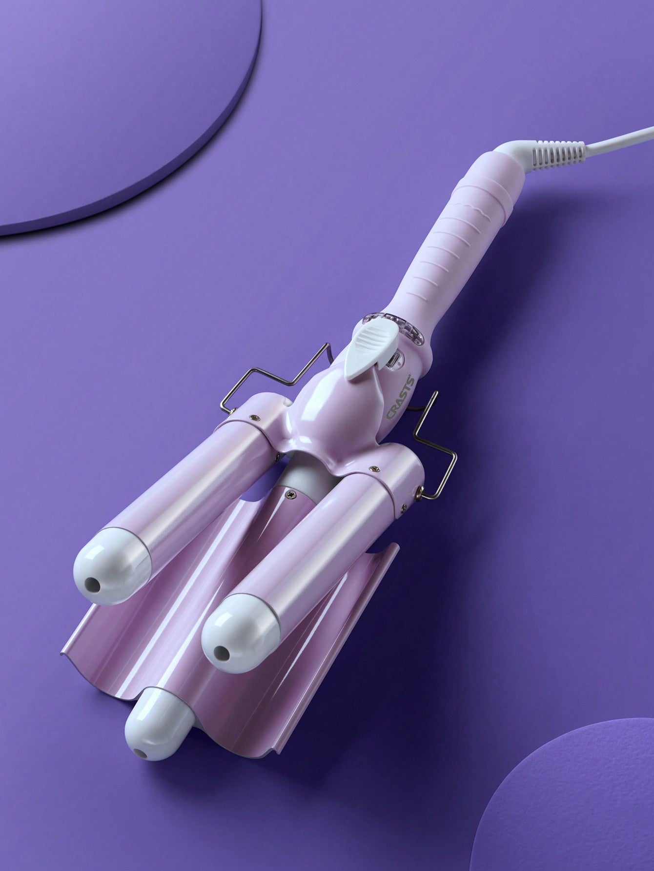 28mm Large Wavy Liquid Crystal Display Adjustable Temperature Three-Tube Fast Hair Curler Hc-002 In Violet, Convenient For Home Or Travel Use