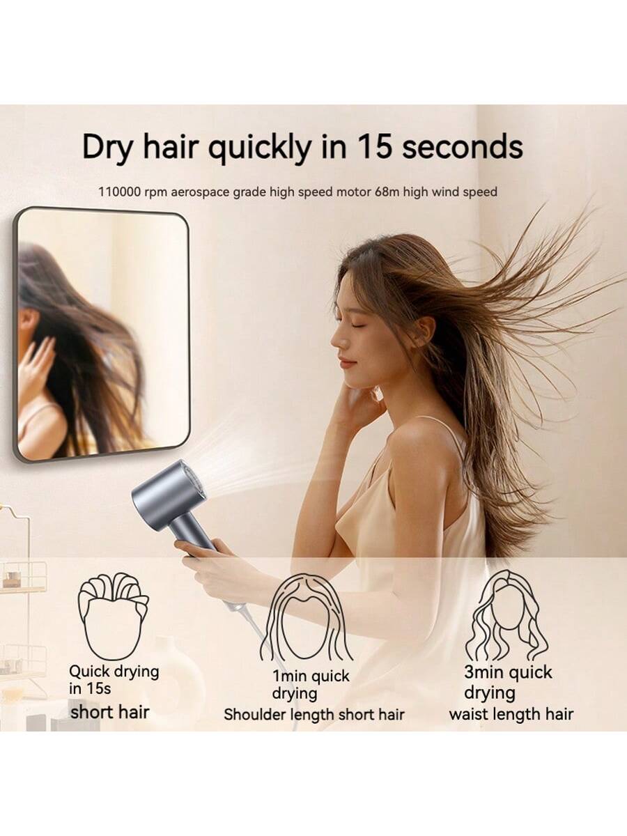 1400W Professional Salon Hair Dryer Blow Dryer 110,000RPM High-Speed Fast Drying Negative Ionic Hair Dryers With Magnetic Nozzle & LED Display Portable Hair Dryer For Travel & Home