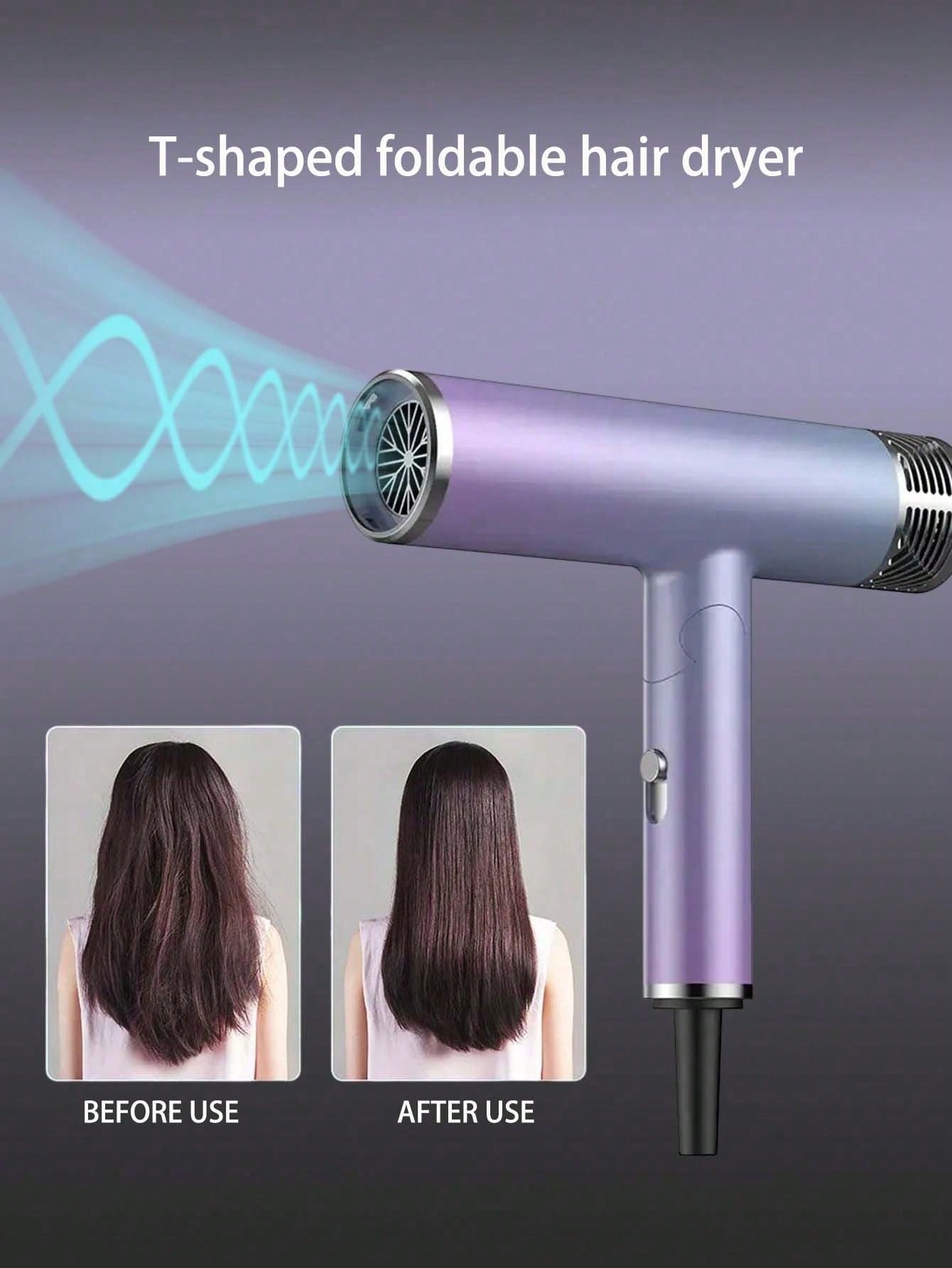 High Speed Professional Salon Negative Ion Gradient Color Lightweight Electric Adjustable Portable T-Shape Foldable Hair Dryer