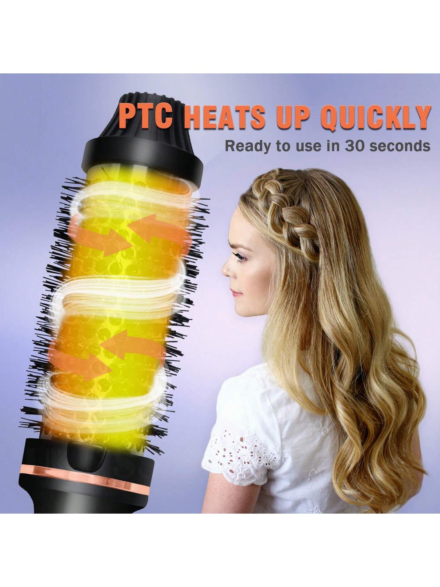 1pc Multifunctional Electric Ceramic Heating Curling Iron Brush, Suitable For Home, Travel And Personal Use