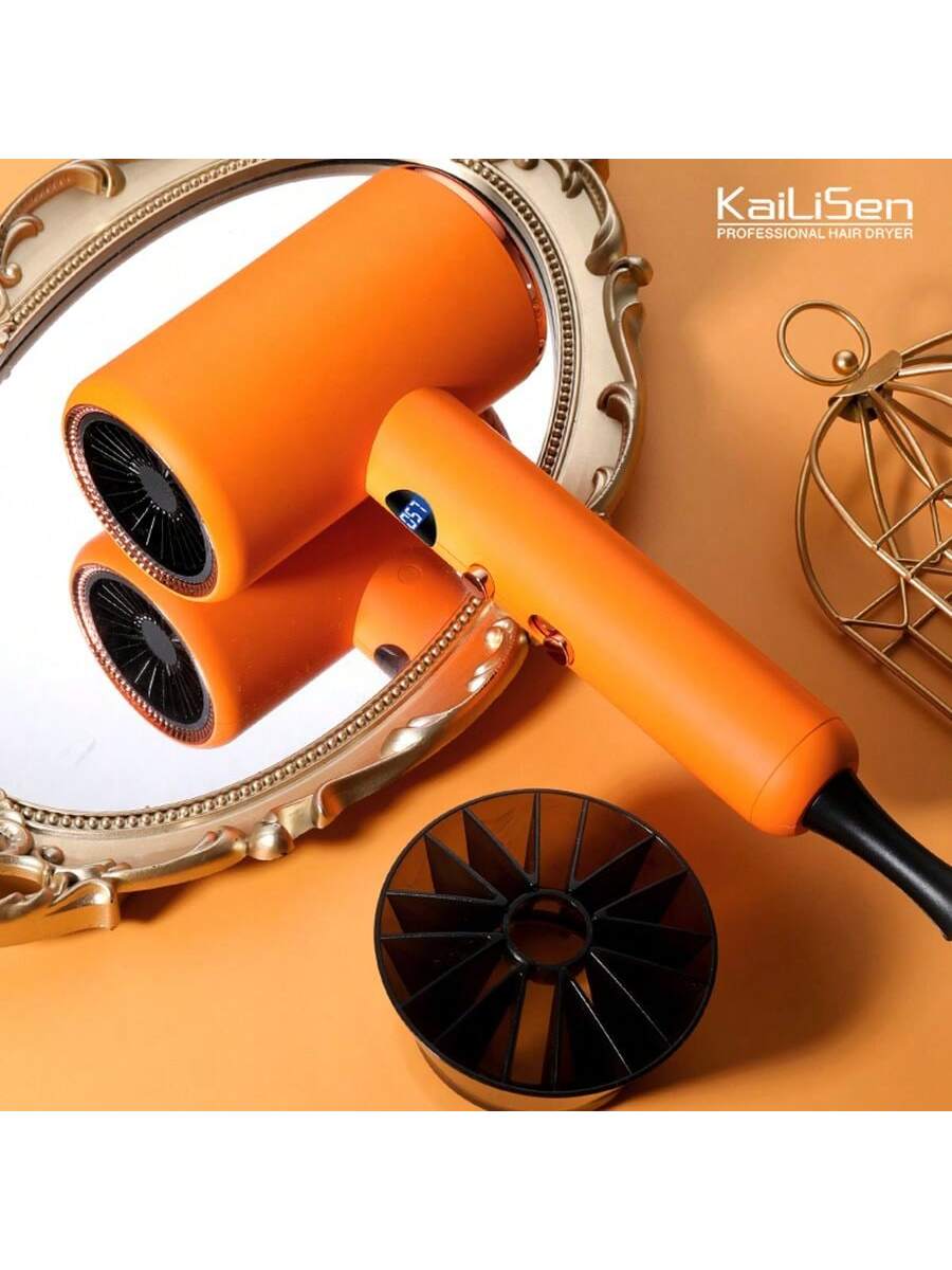 One Household Hair Dryer, 2200w, Blue Digital Display Screen, Low Noise