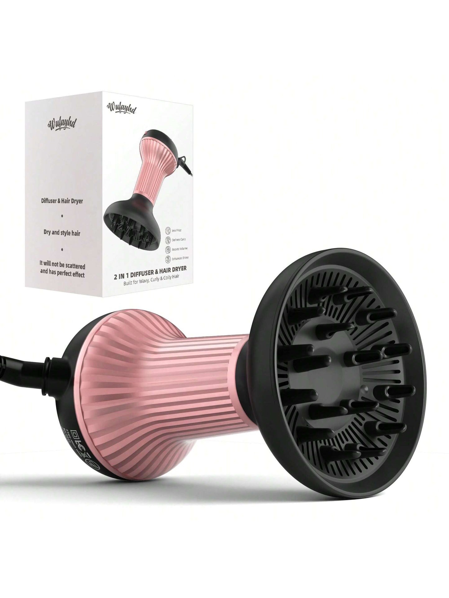 WUFAYHD Diffuser Hair Dryer For Curly Hair: Professional 2 In 1 Diffuser & Hair Dryers With Ionic & Ceramic Technology For Wavy Hair Enhances Curls And Waves While Reducing Frizz, Gifts For Women