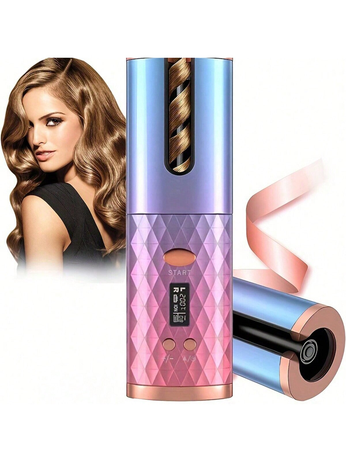 1PCS Portable Curling Iron, Smart Charging Wireless Automatic Curling Iron, Electric Curling Iron