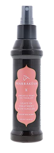 Marrakesh X LEAVE-IN TREATMENT & DETANGLER (Isle of You Scent) with Argan & Hemp Oil Therapy Spray Conditioner by Earthly Body (with Sleek Steel Pin Tail Comb) (Isle of You - 4 oz / 118 ml)