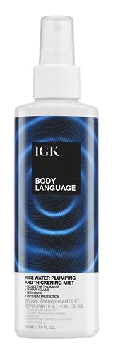 IGK BODY LANGUAGE Rice Water Plumpkin & Thickening Mist | Weightless Primer, Detangles + Hydrates | Vegan + Cruelty Free | 7.0 Oz
