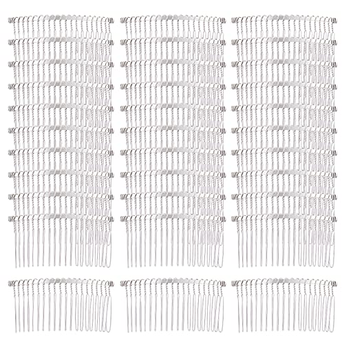 Cinaci 30 Pack Silver Metal Hair Side Combs Plain Slide Barrettes with 20 Teeth DIY Decorative French Headpieces Bun Holder Wire Comb Hair Clips Crafts Accessories for Women Girls Wedding Brides Veil
