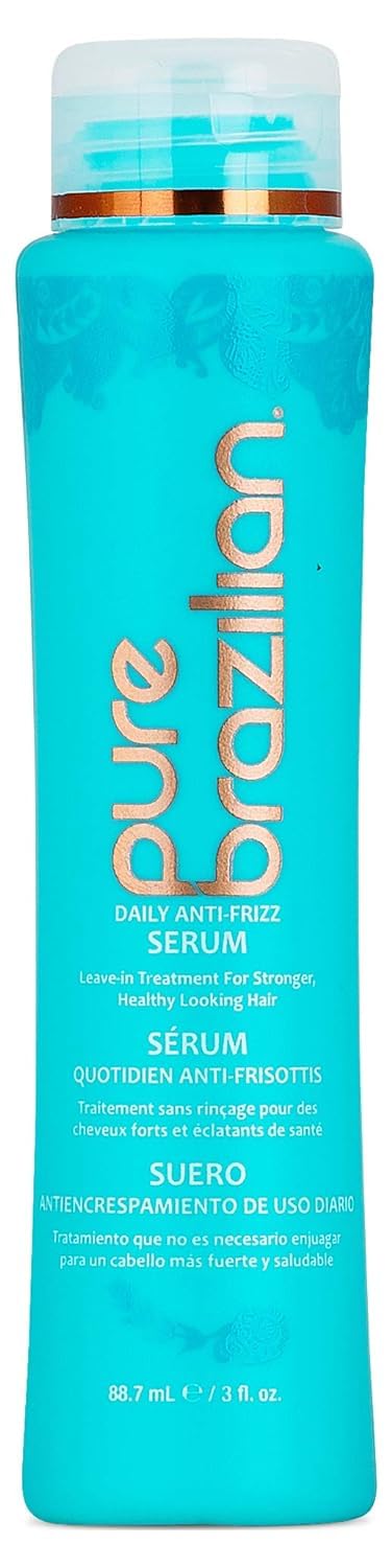 PURE BRAZILIAN Anti-frizz Daily Leave-in Serum - Strengthening Hair Treatment Formulated to Fortify and Protect Your Hair From Heat & UVA/UVB (13.5 Ounce / 400 Milliliter)