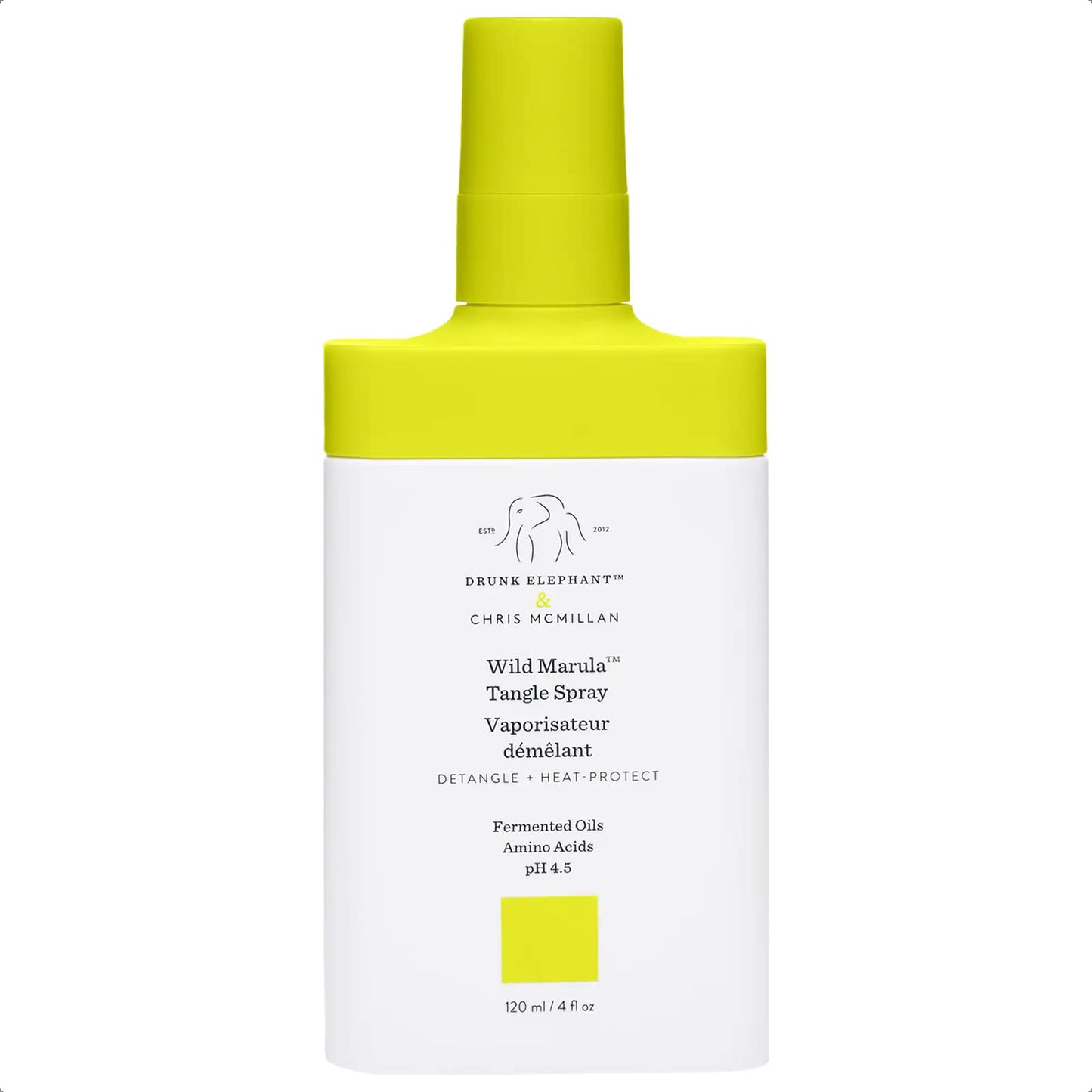 Drunk Elephant Wild Marula Tangle Spray. Weightless and Heat-Protectant Detangler for Hair (120 mL / 4 Fl Oz)