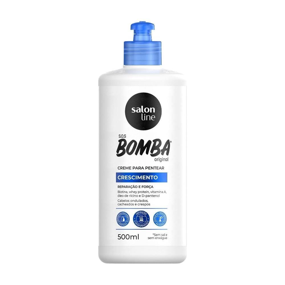 Linha Tratamento (SOS Bomba de Vitaminas) Salon Line - Creme Para Pentear Explosao De Forca 500 Ml - (Salon Line Treatment (Vitamin Bomb SOS) Collection - Power Explosion Combing Cream 17.64 Fl Oz)
