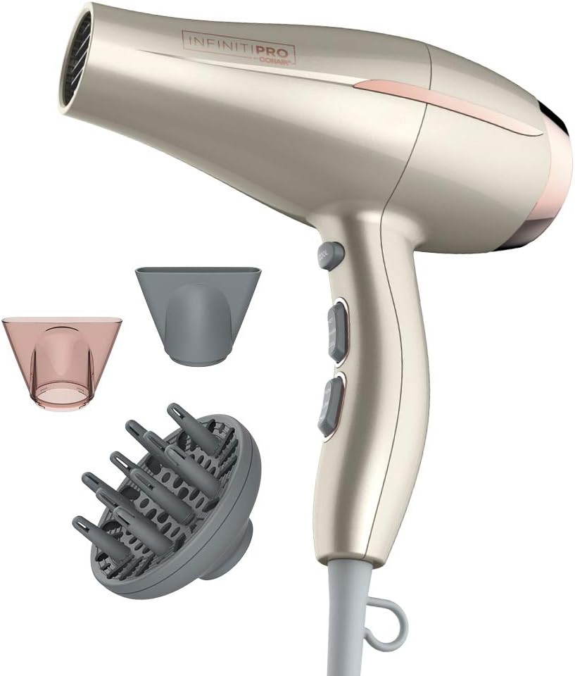 INFINITIPRO BY CONAIR Frizz Free Pro Hair Dryer ~ 2x the Shine - 3x the Frizz Control, Rose Gold