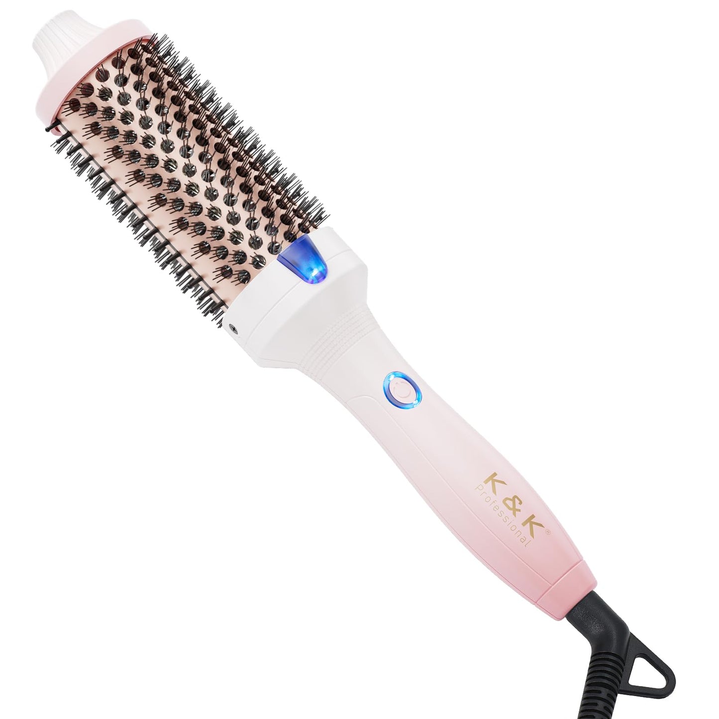 K&K Curling Iron Brush 1.77 Inch Ceramic Tourmaline Ionic Hair Curler Hot Brush Create Loose & Volume Curls Ceramic Tourmaline Ionic Curling Wands Heated Styler Brush for Long Hair Dual Voltage