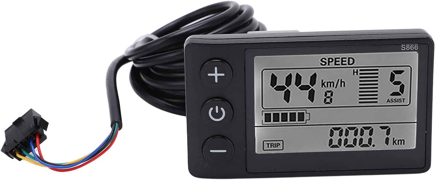 Electric Bicycle LCD Display Meter, 24V 36V 48V Ebike LCD Display Control Panel with SM Plug, Waterproof Electric Bicycle Display Meter Conversion Kit for Electric Scooter, Electric Bike Modification