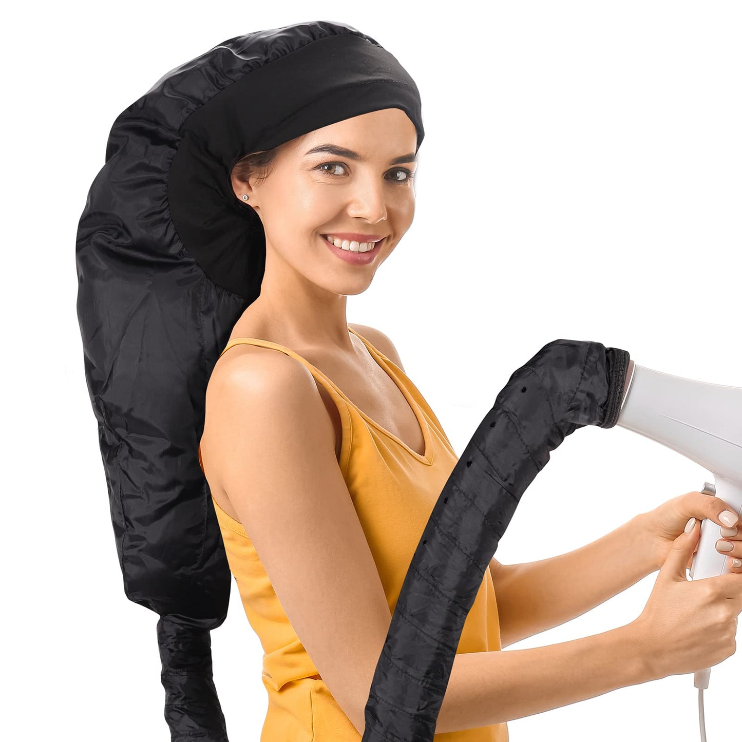Upgraded Hair Dryer Bonnet Attachment, Extra Large Long Tube Hair Drying Cap, Hooded Fast Drying Caps, Fits All Head Sizes & All Hair Styling
