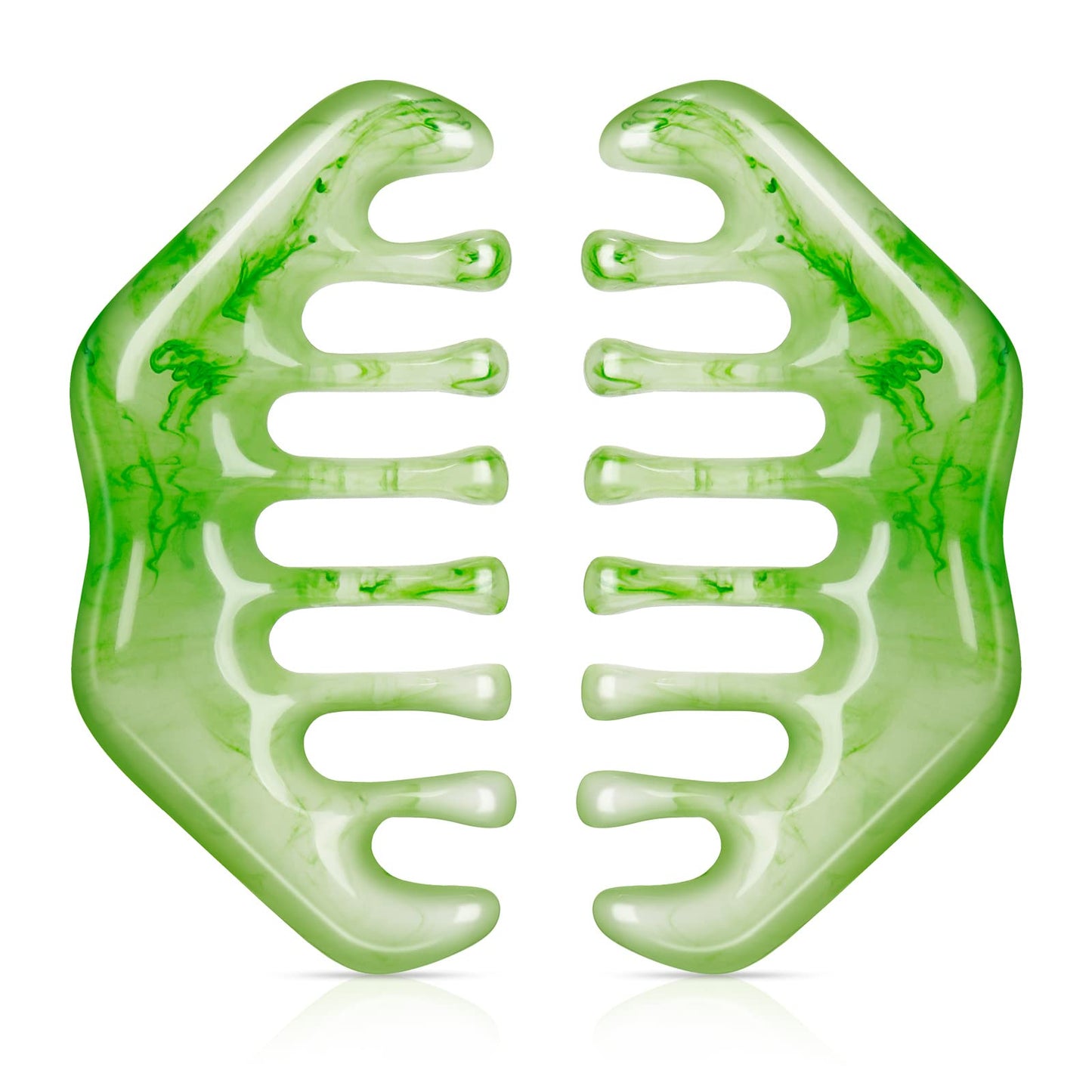 Geiserailie 2 Pieces Jade Combs Massage Stone Hair Comb Guasha Scraping Scalp Comb Facial Massage Tool Multifunctional Handheld Head Tools for Valentine's Day Mother's Day Gift(Elegant Style)