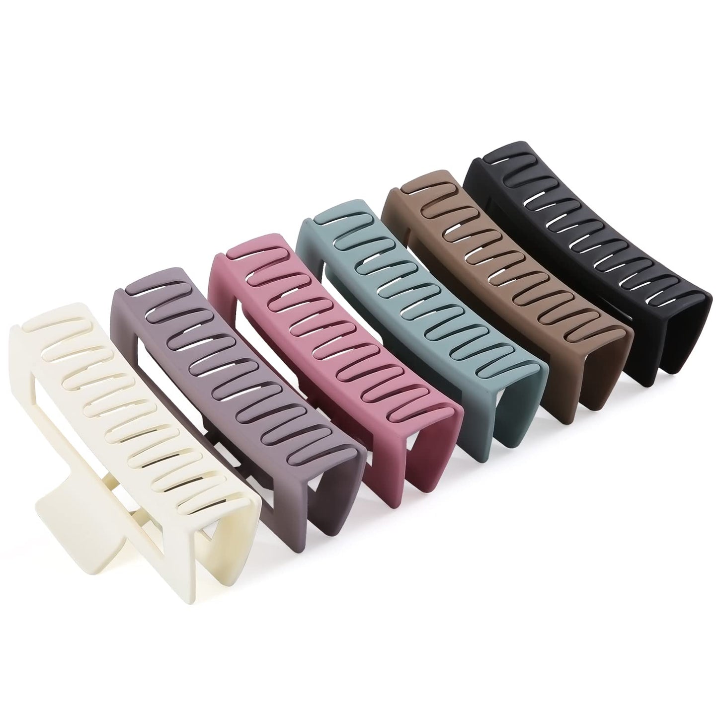 5 Inch Extra Large Claw Clips, Big Hair Clips for Thick Long Curly Hair, Durable Matte Strong Hold Hair Claw Clips, Non-slip Square Hair Clips for Women, Hair Accessories with Multi Color, 6 Pack