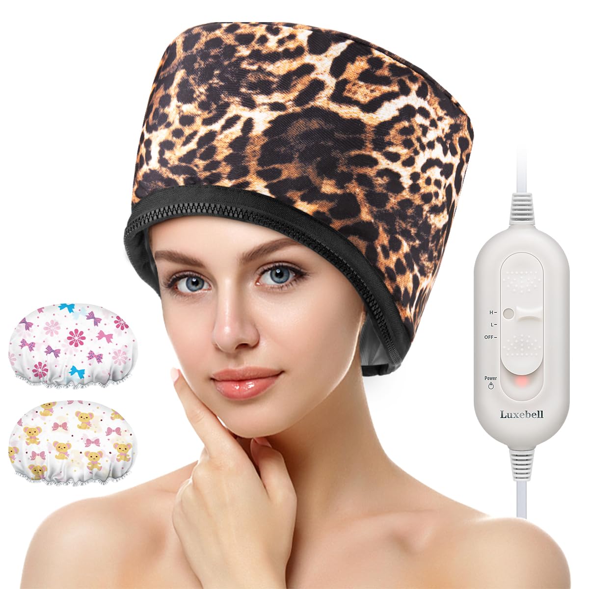 Luxebell Steamer Heat Cap for Deep Conditioning Hair Care Cap for Deep Conditioner Natural Dry Curly Oil Hair Scalp Hot Treatment, Electric Thermal Cap with Timer for Women Girls Hair Salon Home Use