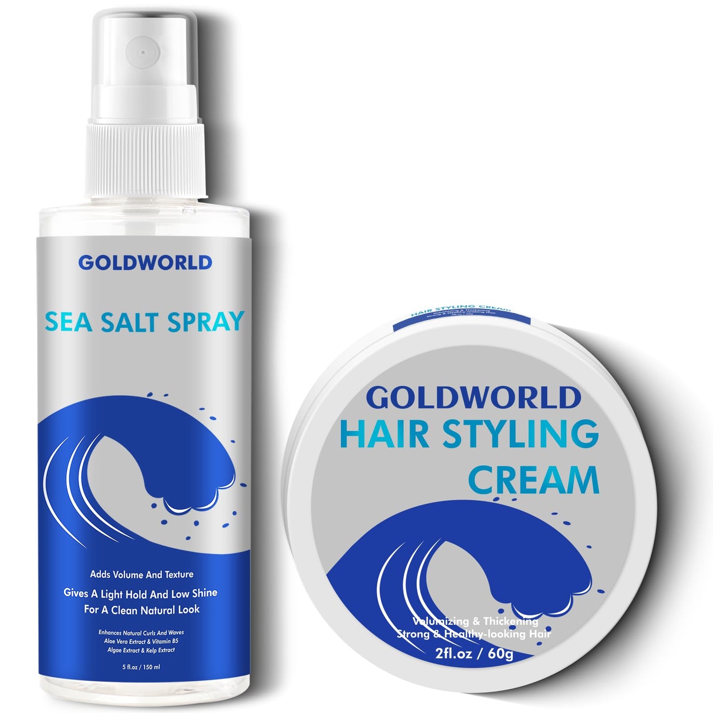 GoldWorld Sea Salt Spray For Hair Men,Texture Spray Hairspray w/Hair Styling Cream,Add Volume and Texture to Your Locks,Christmas Gifts Men Him Dad Boyfriend Boys Husband Mens Stocking Stuffers Adult