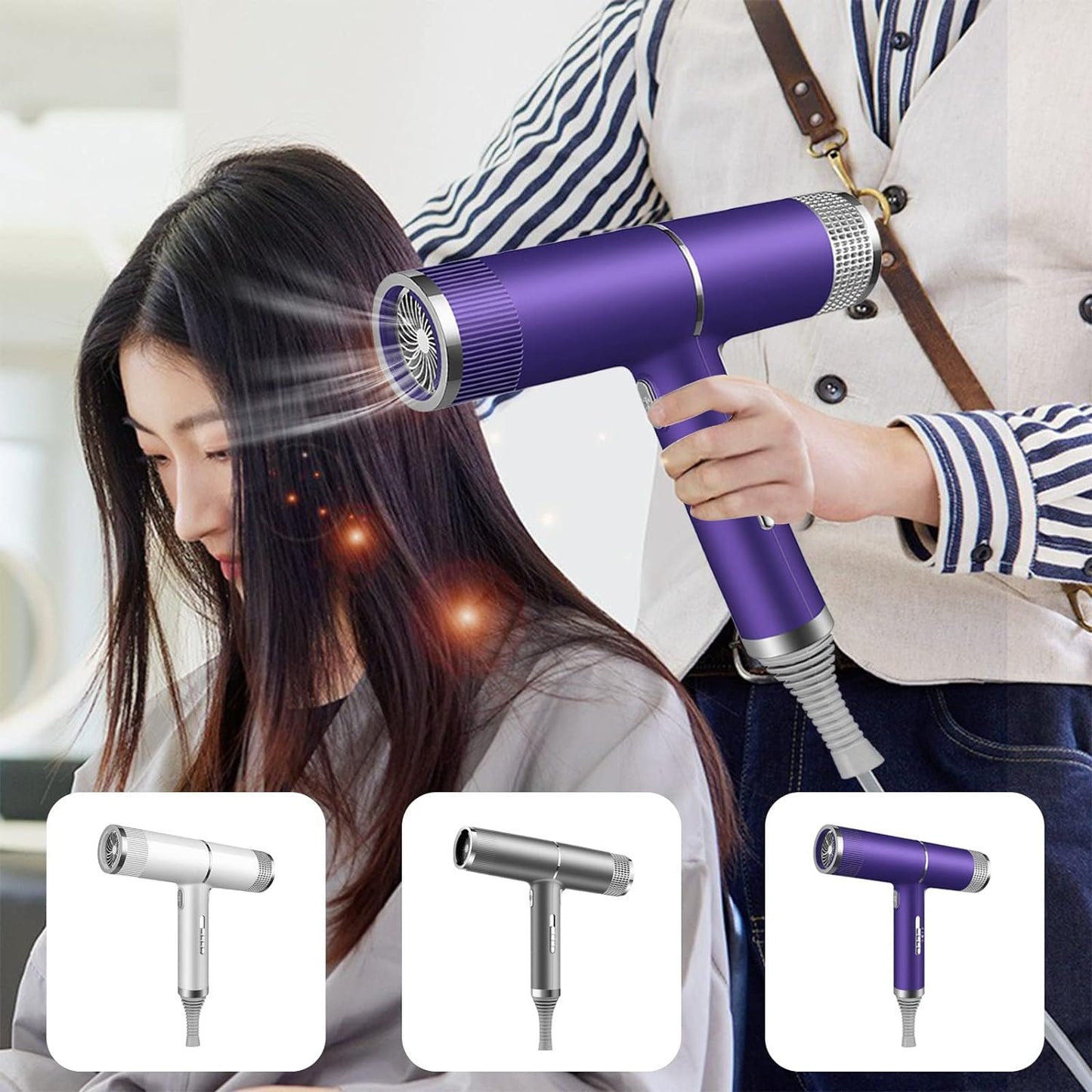 Hair Dryer, 800W High Power Lightweight Travel Hair Dryer for Women Fast Drying Styling Tools Including Curly Hair Styling Nozzle Hair Dryer