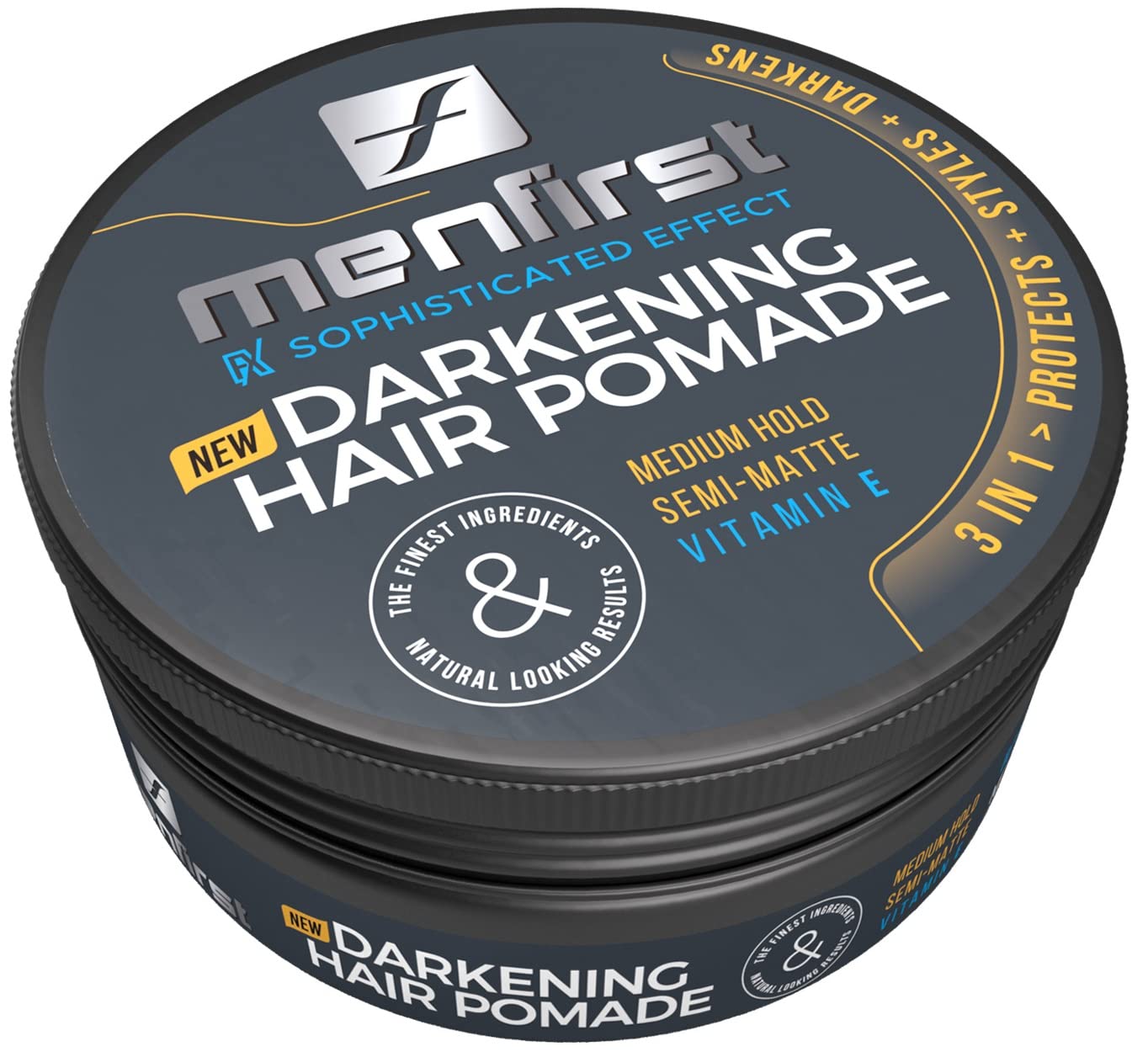 MENFIRST Darkening Styling Hair Pomade for Men, Dark Shades, Pack of 1