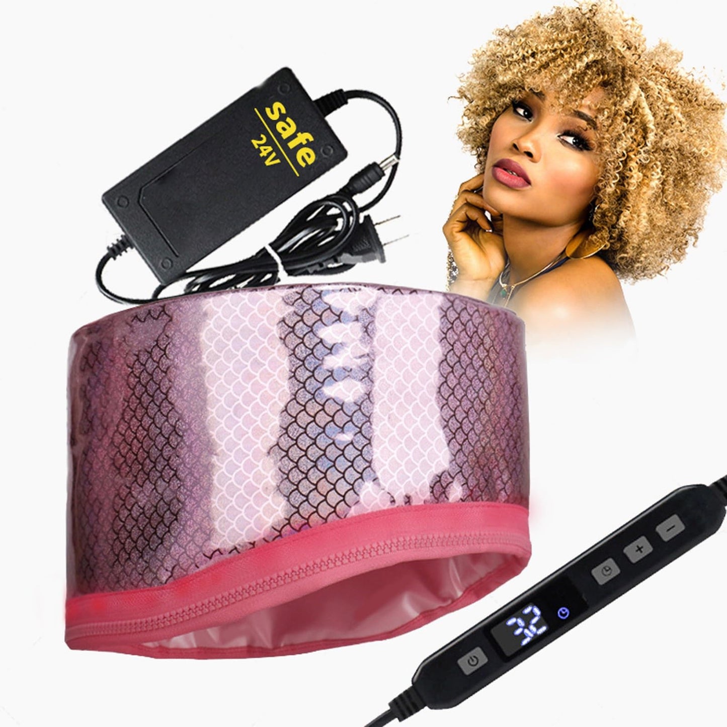 Hair Steamer for Deep Conditioning Heat Cap for Natural Hair Home Use, Temperature Adjustable Hair SPA Cap Hair Care Tool for Damaged Hair Nourishing