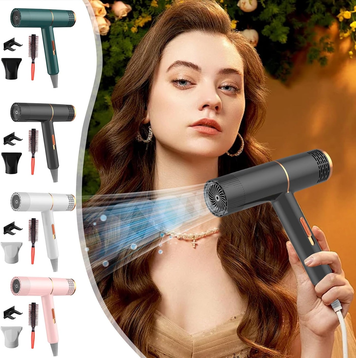 Hair Dryers High-Power Electric Hair Dryers Travel Hair Dryers Home Overheat and Power-Off Protection Portable Curly Hair Diffusers Styling Tools and Appliances