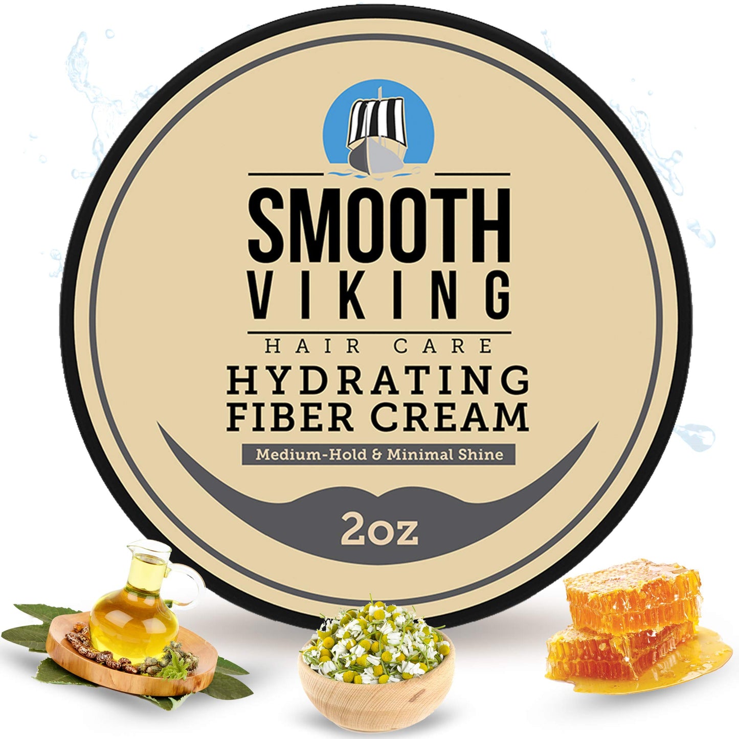 Smooth Viking Hair Cream for Men - Grooming Hair Product - Matte Finish, Medium Hold and Minimal Shine Gel, Hydrating Fiber Cream for Daily Use, 2oz