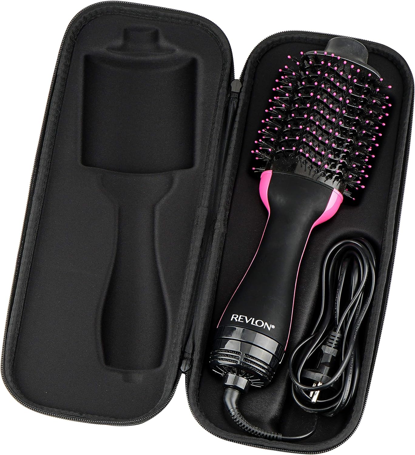 Hard Travel Case compatibility REVLON One-Step Volumizer Original 1.0 Hair Dryer and Hot Air Brush EVA Lightweight Portable Rigid Carrying Organizer.(Case Only) (Black)