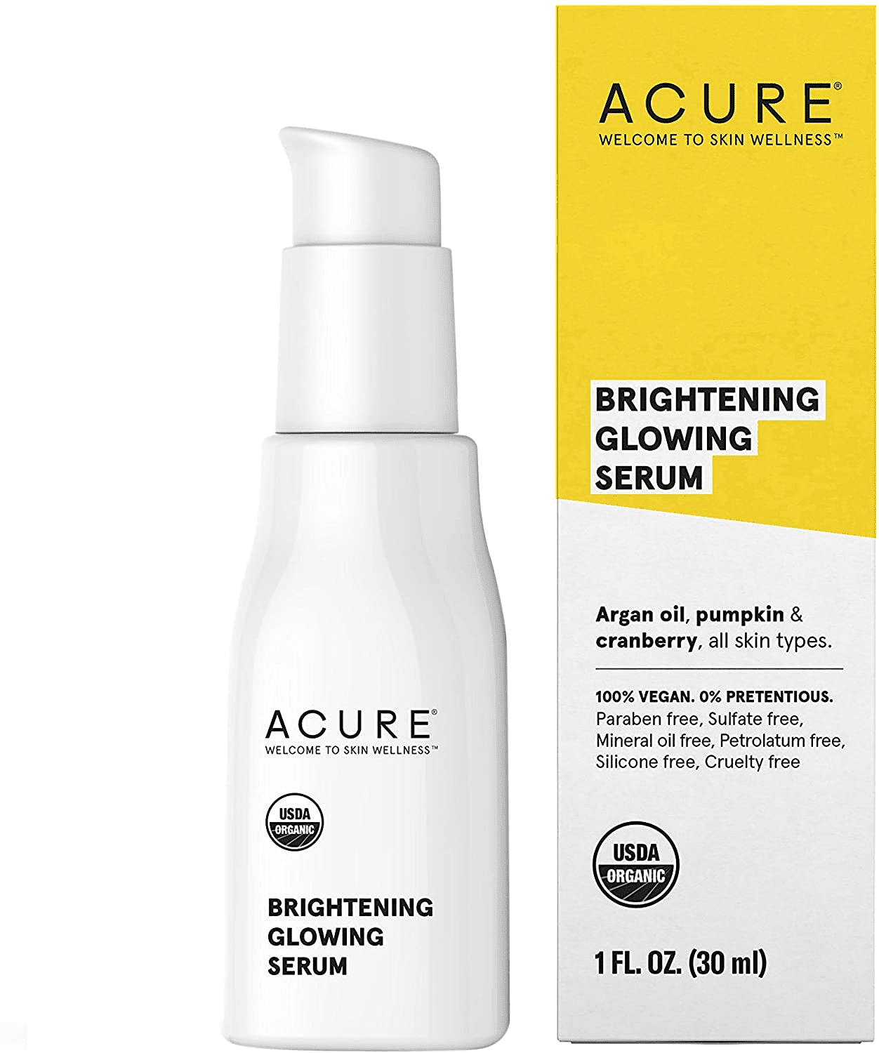 Acure Brightening Glowing Serum - Argan Oil, Pumpkin & Cranberry (30 mL)