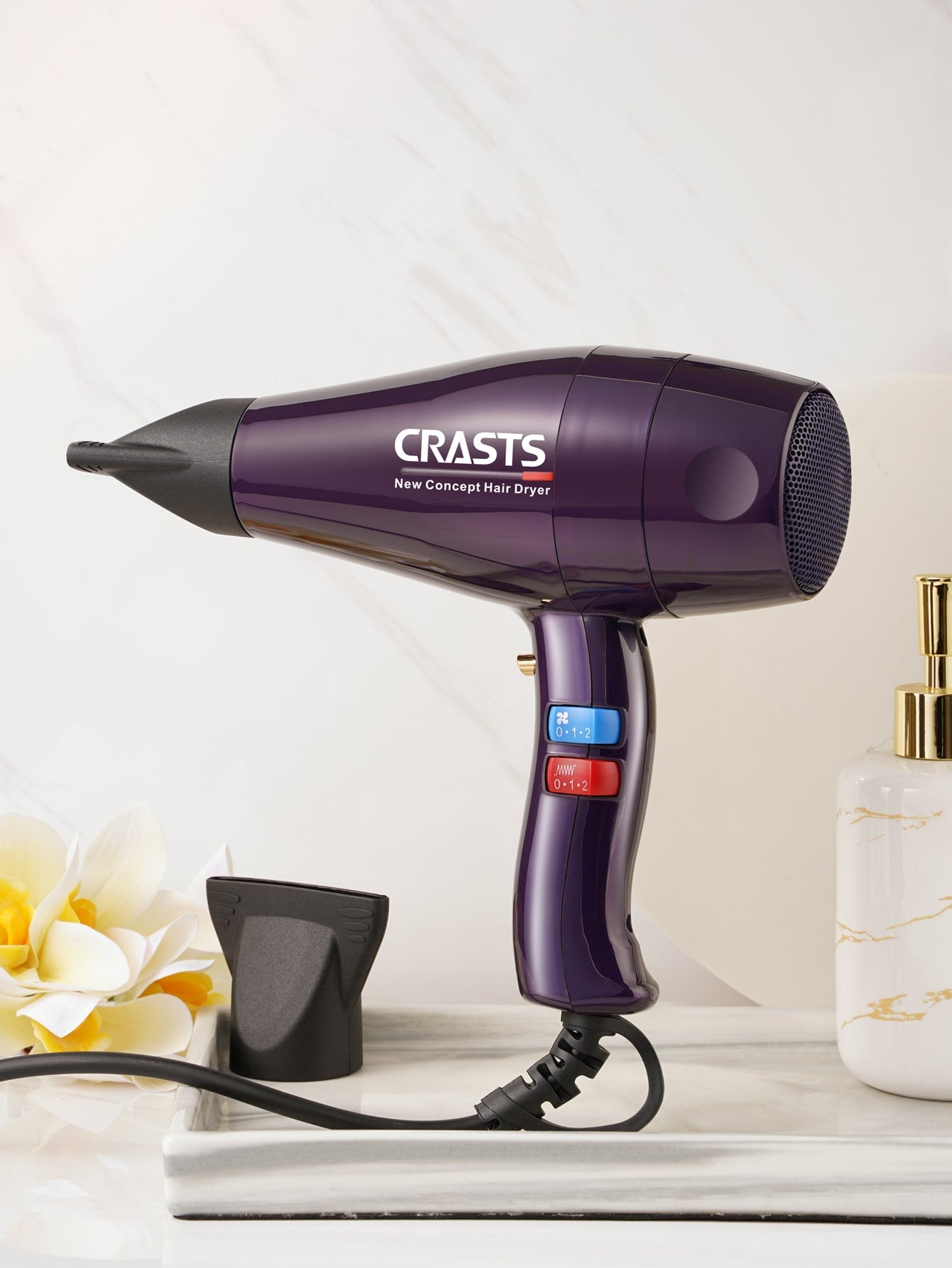 Crasts Professional Salon Quality Hair Dryer With 4 Adjustable Heat Settings, Large Power And Red Color, Suitable For Home And Hair Salon, Model 863