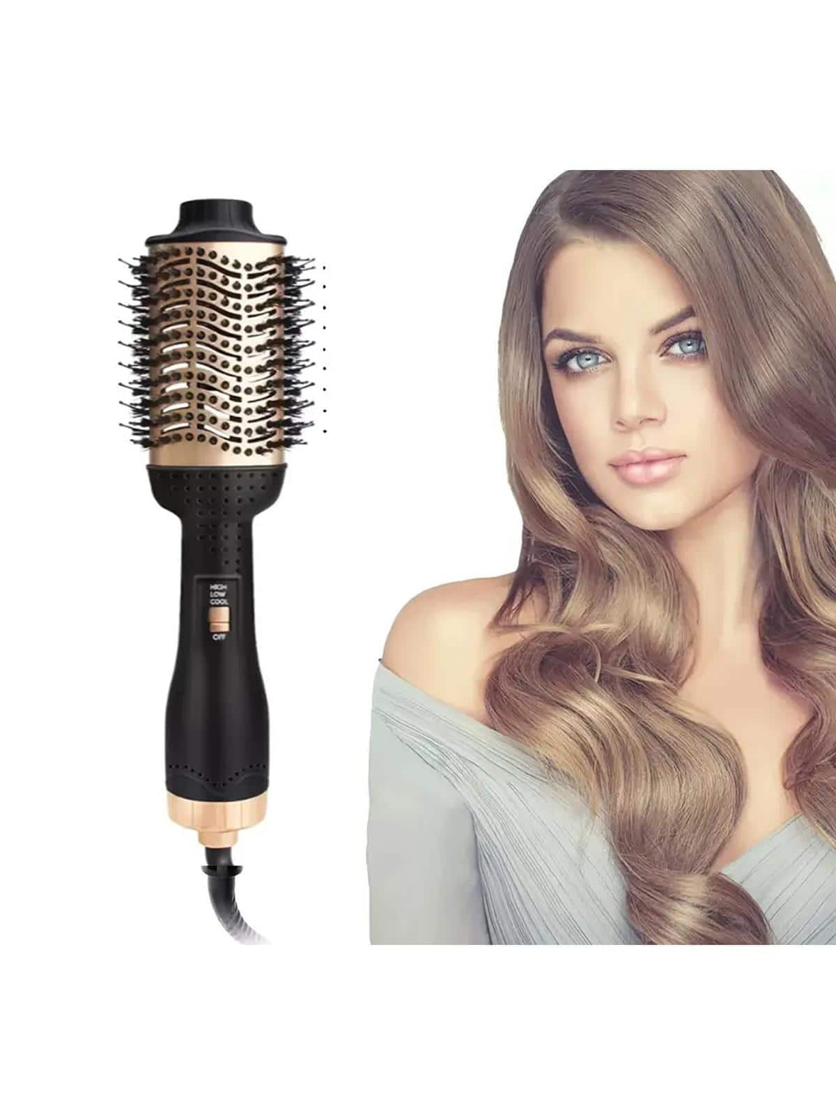 1pc ABS Electric Hair Comb, Modern Rotating Adjustable Hot & Cool Blow Hair Comb For Home