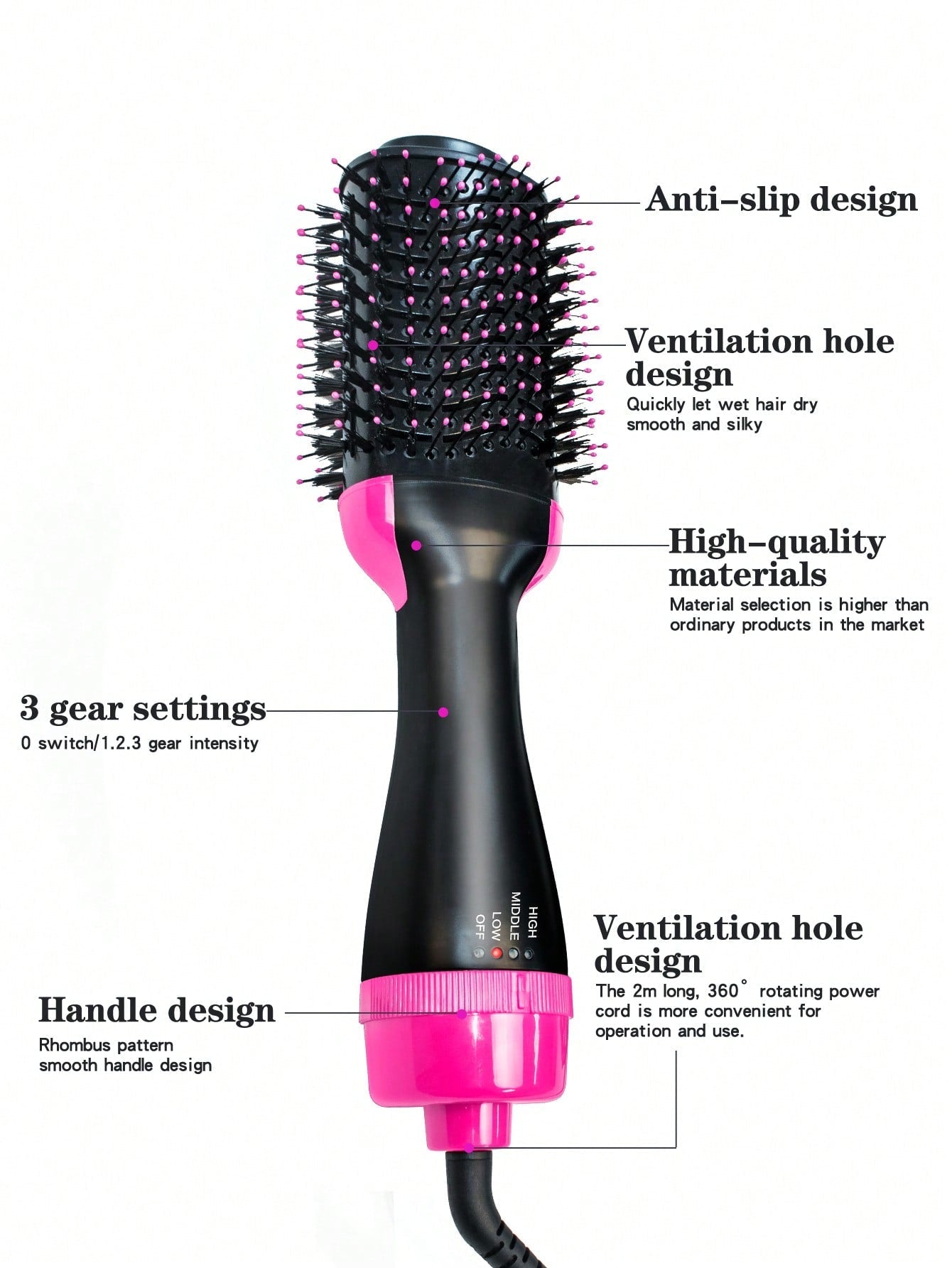 1pc Multifunction 3 In 1 ABS Hot Air Styler, Modern Two Tone Hair Dryer For Home