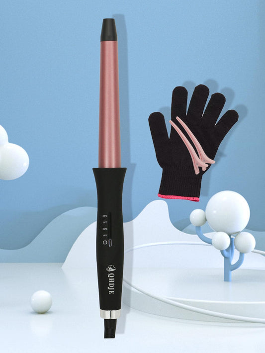 4pcs/set Aluminum Alloy Curling Iron With Alligator Hair Clip & Glove, Modernist Rotatable Professional Hair Curler For Household