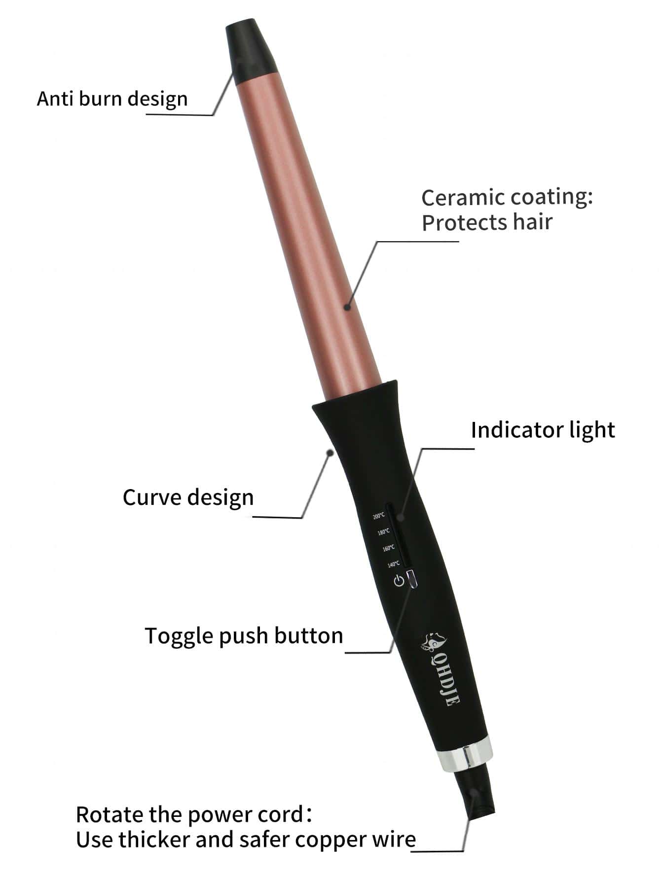 4pcs/set Aluminum Alloy Curling Iron With Alligator Hair Clip & Glove, Modernist Rotatable Professional Hair Curler For Household