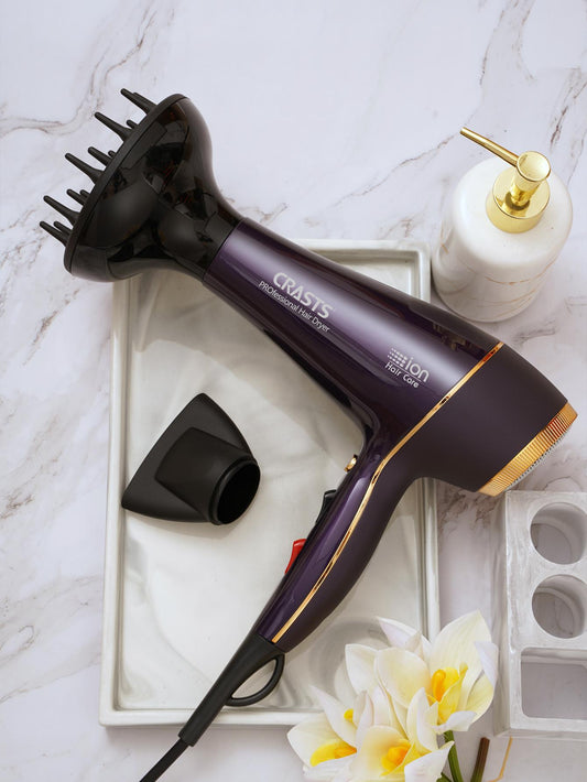 1pc Plastic Letter Graphic Hair Dryer Holder, Modern Purple 4-gear Adjustable High-power Bathroom Hair Dryer Holder For Home