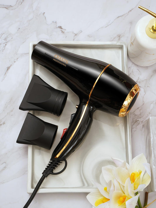 1pc Plastic Hair Dryer With 2pcs Nozzle, Modernist Two Tone Hair Dryer For Bathroom