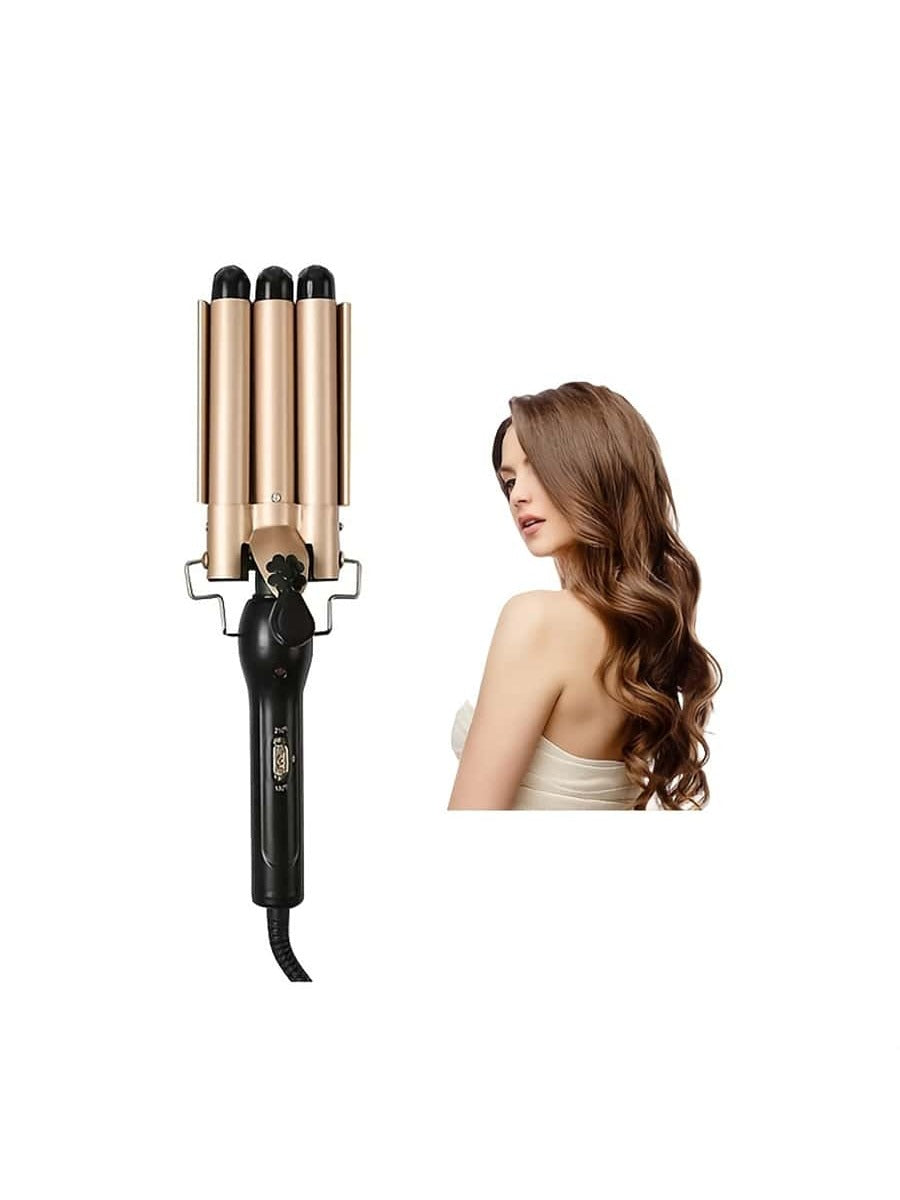 Lcd 3 Barrel Hair Curling Iron / Wand For Water Wave Hair, Egg Roll, Perfect Choice For Home Beauty