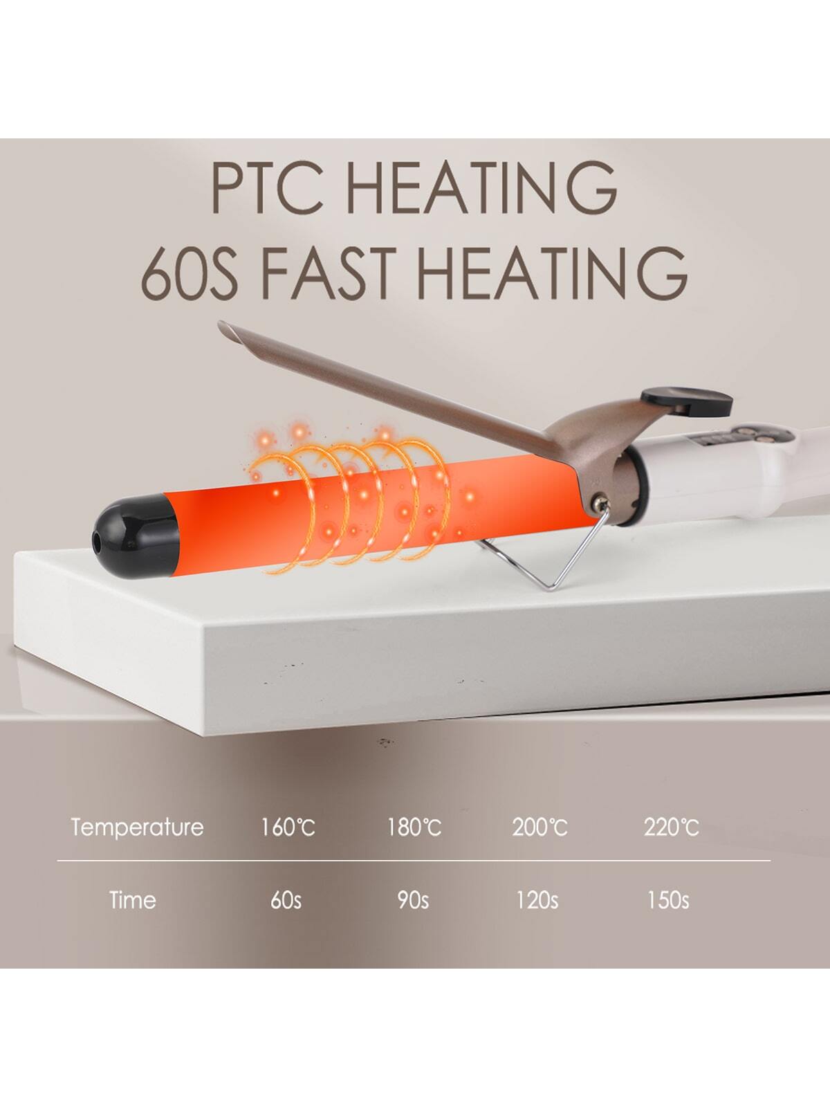 1.1 Inch Curling Iron 28mm Professional Ceramic Tourmaline Coating Barrel Hair Curler, LCD Display with 4 Heat Setting (160 Degrees Celsius-220 Degrees Celsius) for All Hair Types, Glove Include