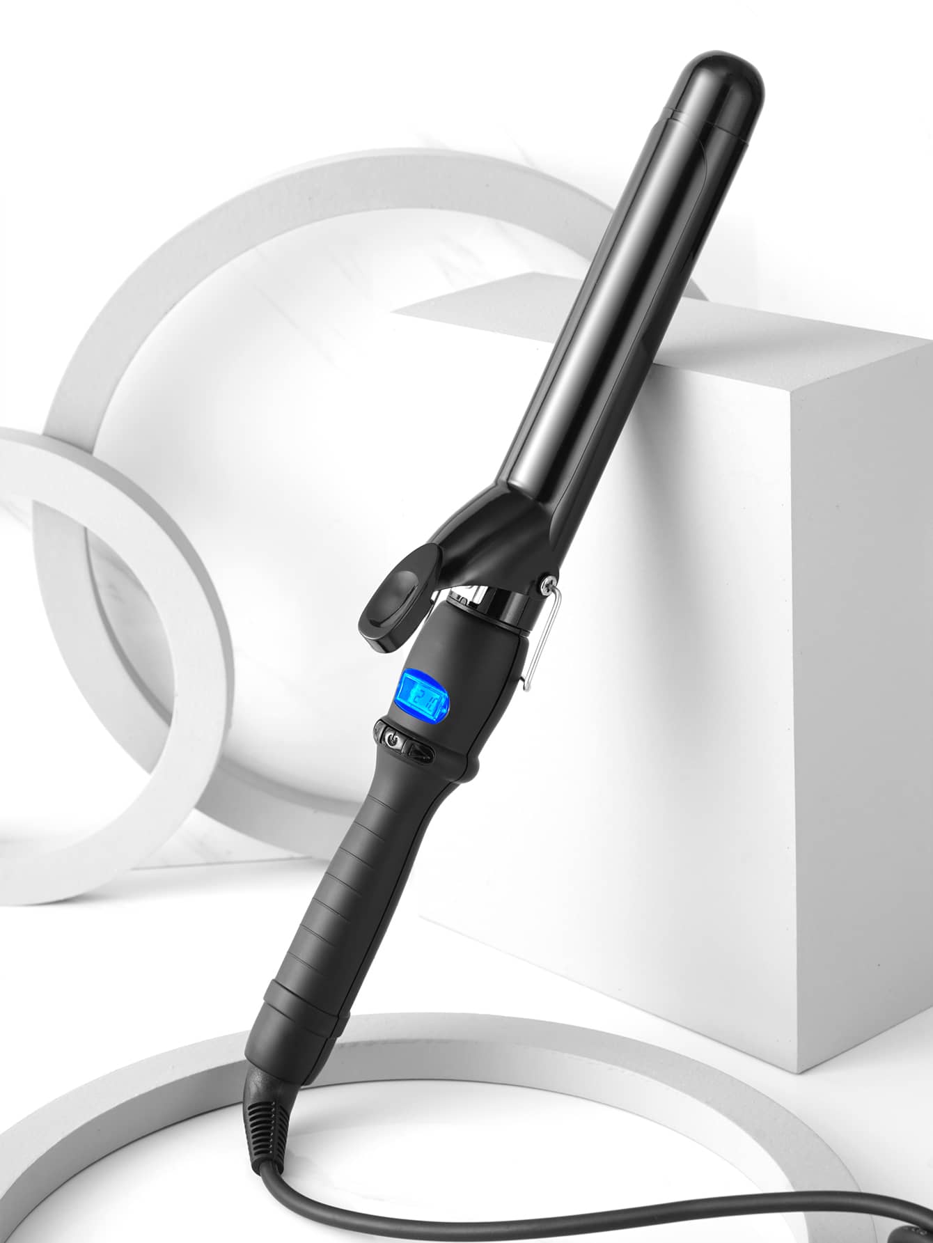 32mm Diameter Large Wavy Lcd Display Adjustable Temperature Curling Iron, Fast Heat Up For All Seasons, Suitable For Home And Hair Salon