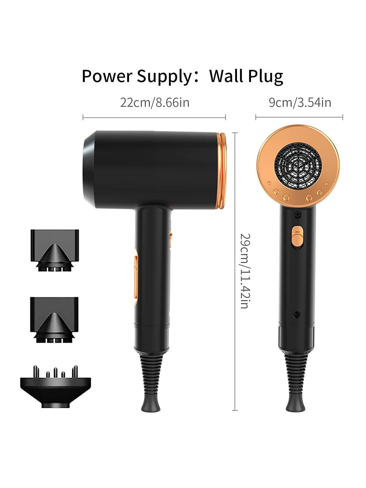 1pc Plug-in Hot And Cold Air Hair Dryer