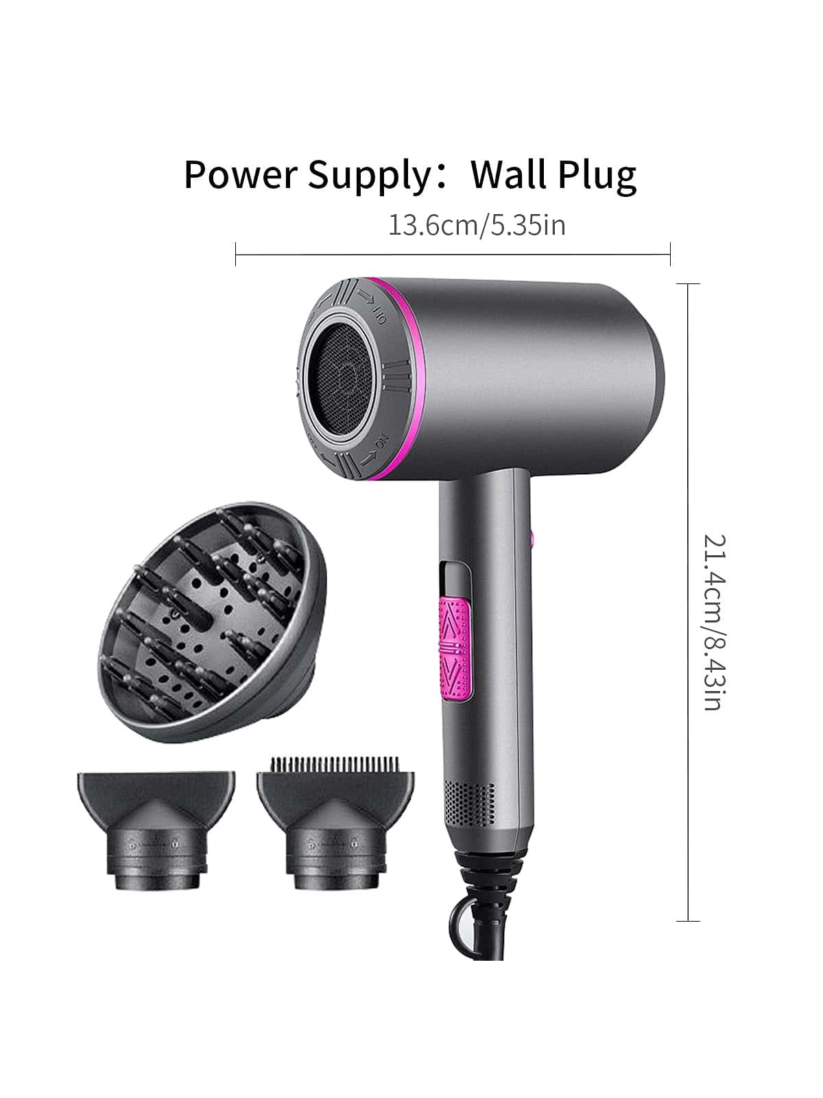 1pc High-power Ac Motor European Plug Hair Dryer, Portable Travel & Home Use Hair Dryer
