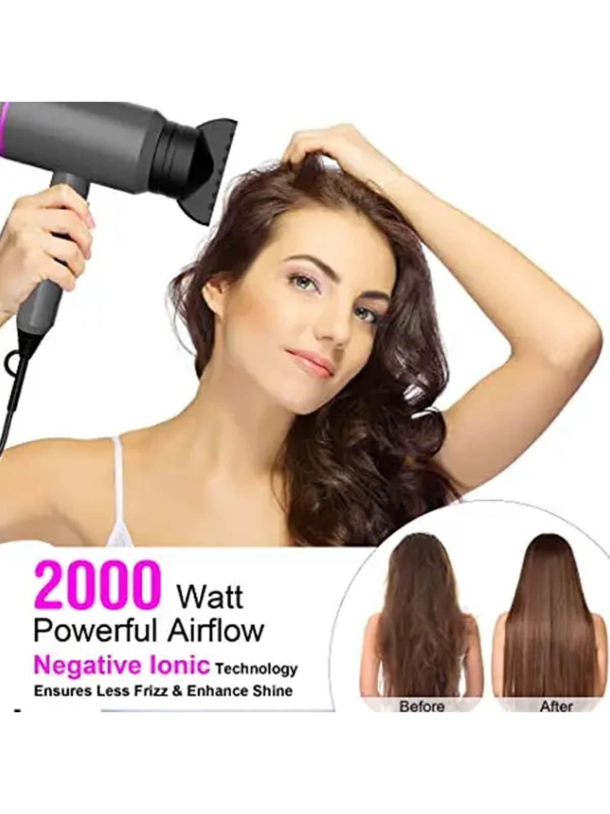 1pc High-power Ac Motor European Plug Hair Dryer, Portable Travel & Home Use Hair Dryer