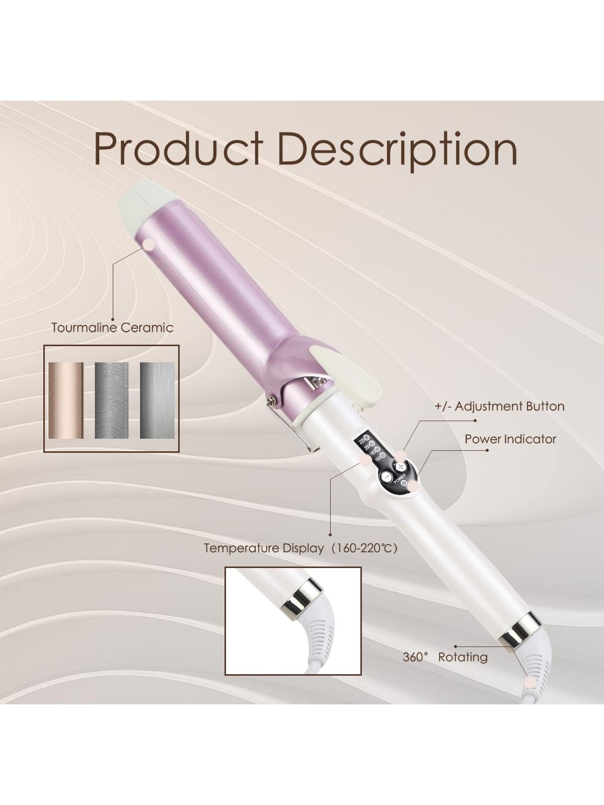 Single Barrel 40mm Purple Curling Iron